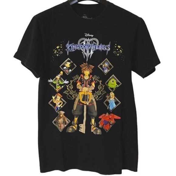 Disney Kingdom Hearts III PS4 Men’s Black Graphic Rare Promo Shirt Sz S - Picture 1 of 8